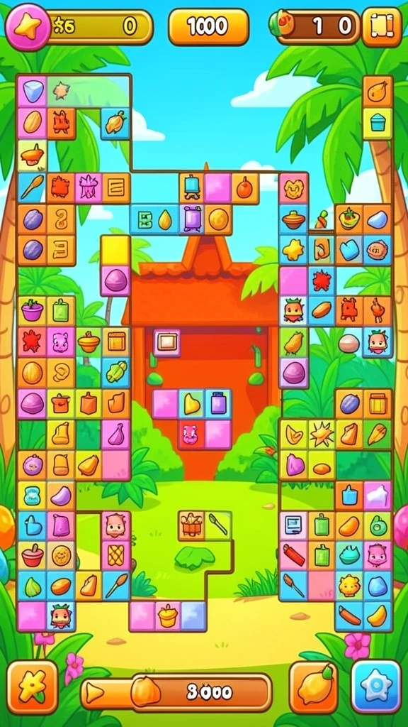 99sll - Screenshot menampilkan level awal game yang penuh warna.